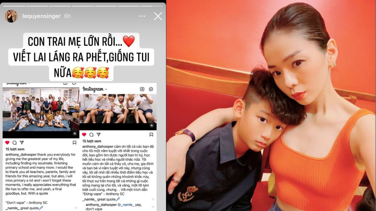Lệ Quyên khoe con trai 11 tuổi giống mình ở khoản "viết lai láng" 