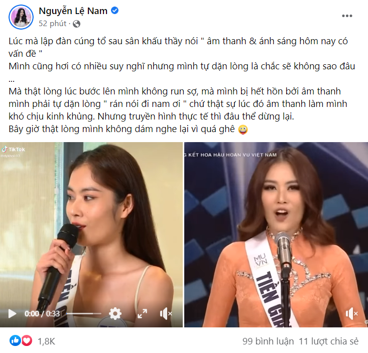 Bị loại khỏi top 10 HHHV VN 2022, Lệ Nam khẳng định do 