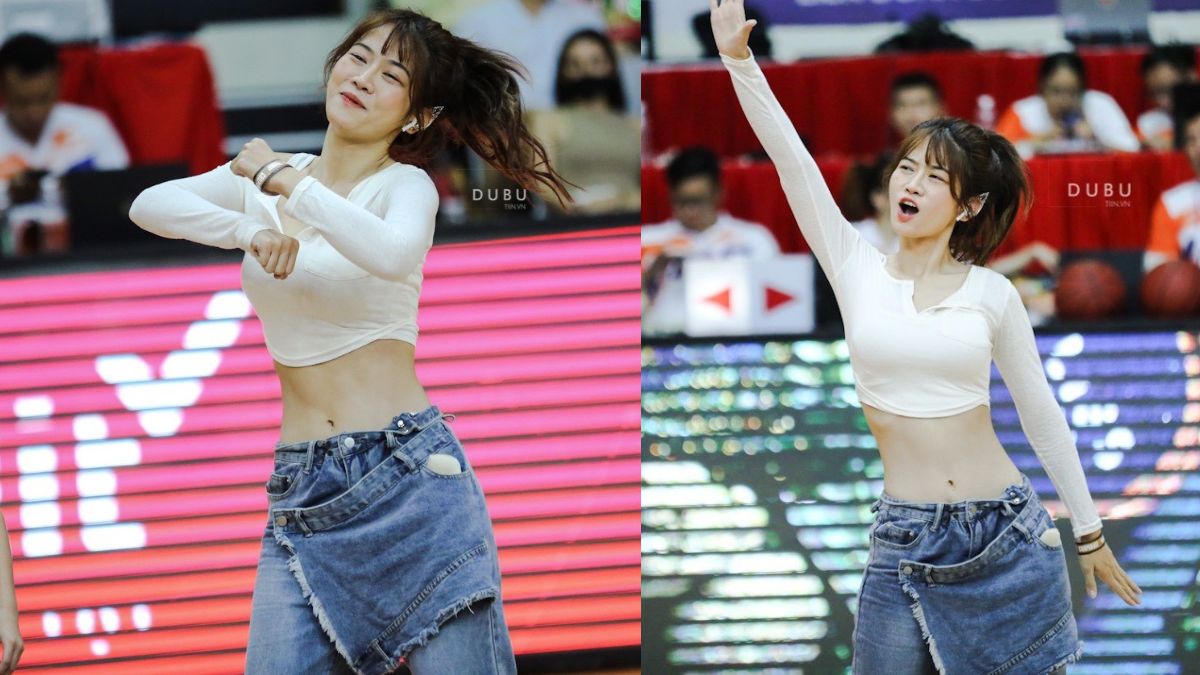 TikToker Lê Bống mặc áo ngắn cũn đi cổ vũ bóng rổ