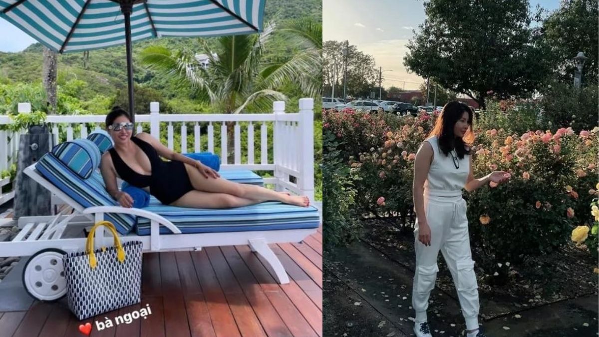 Mẹ ruột Phạm Hương diện đồ tắm khoe vòng một căng đầy ở tuổi U60