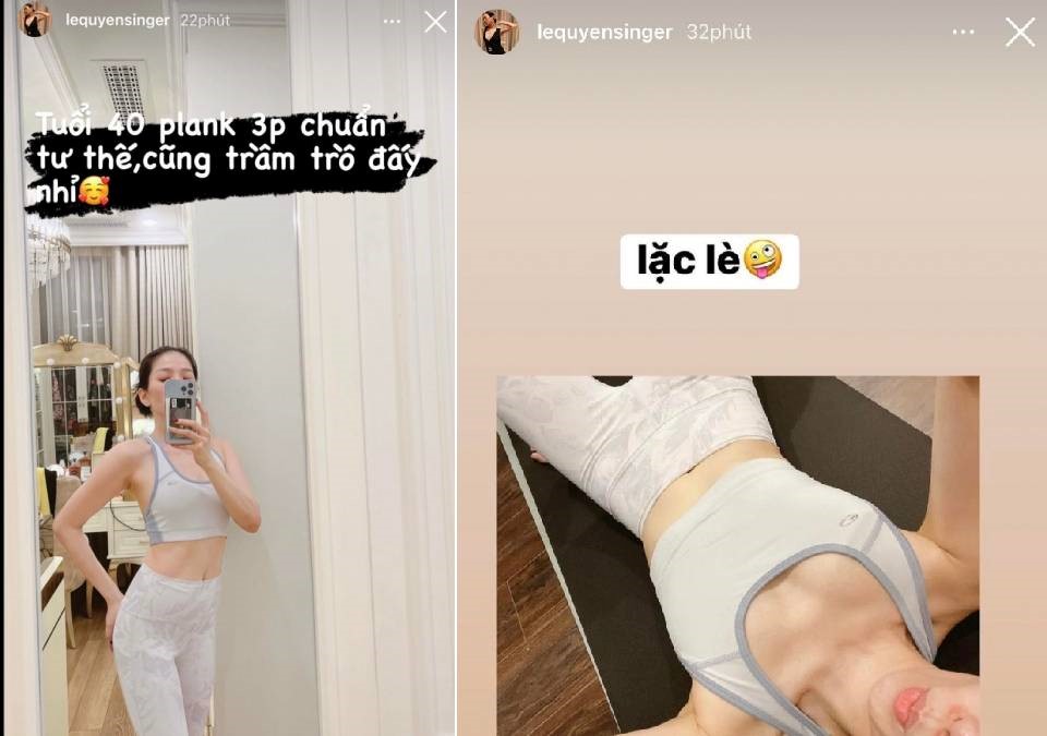 Lệ Quyên so tài plank với Lâm Bảo Châu, nhưng màn 