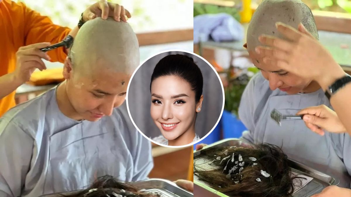 Á hậu Khánh Phương xuống tóc đi tu sau thời gian sau ồn ào bị tố quỵt tiền