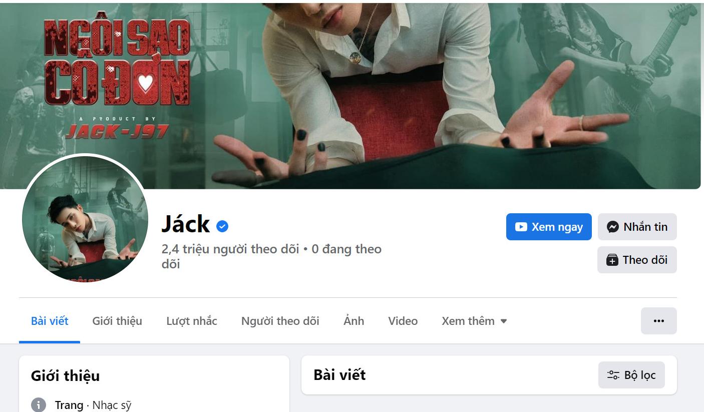 Fanpage của Jack bất ngờ bị đổi tên thành 