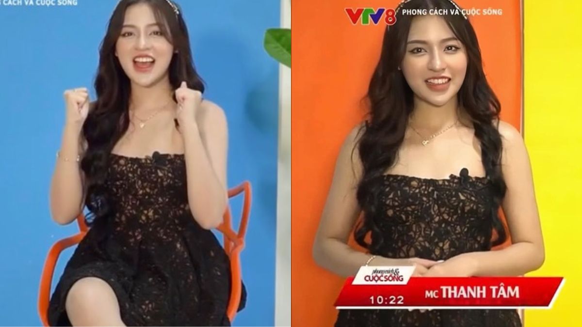 "Hot girl trứng rán" Thanh Tâm mặc váy 2 dây lên VTV dẫn chương trình