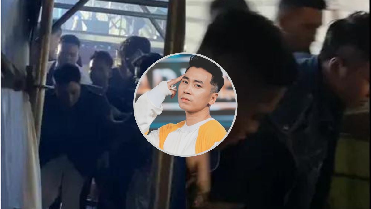 Karik loạng choạng bước xuống sân khấu, phải có người dìu vì đứng không vững