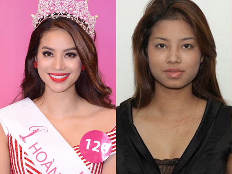 Nhan sắc Phạm Hương lúc trước và khi thi Hoa hậu Hoàn vũ Việt Nam 2015 có sự khác biệt rõ ràng