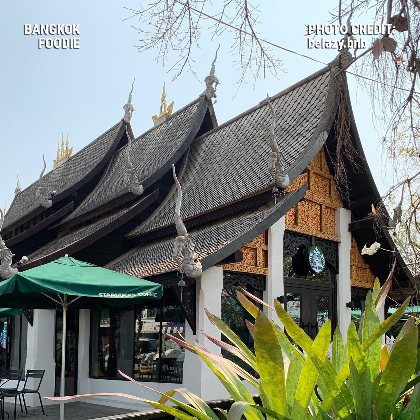 Starbucks ở Kad Farang, Chiang Mai với thiết kế mái vòm như một ngôi đền.