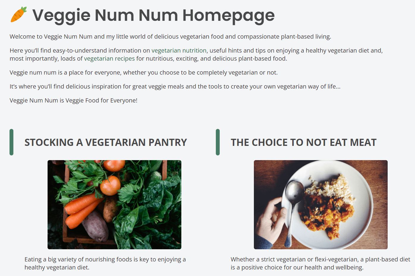 Một trang web lý tưởng dành cho người ăn chay.