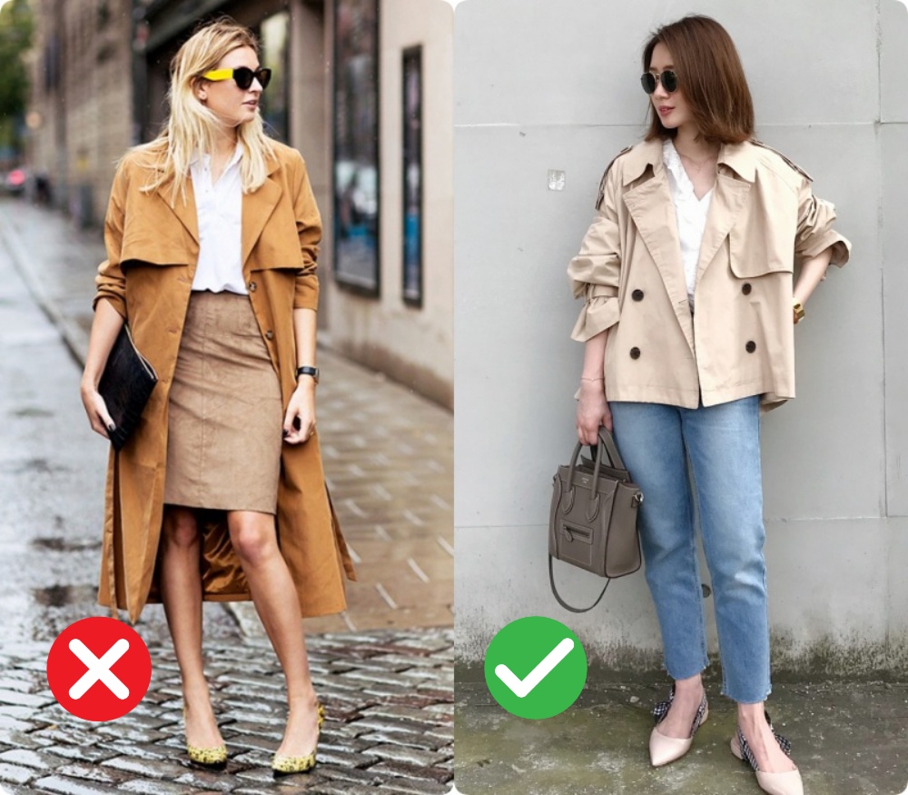 Hãy chọn áo khoác dáng ngắn, vừa thay vì áo dáng dài để tránh vướng víu khi mưa gió