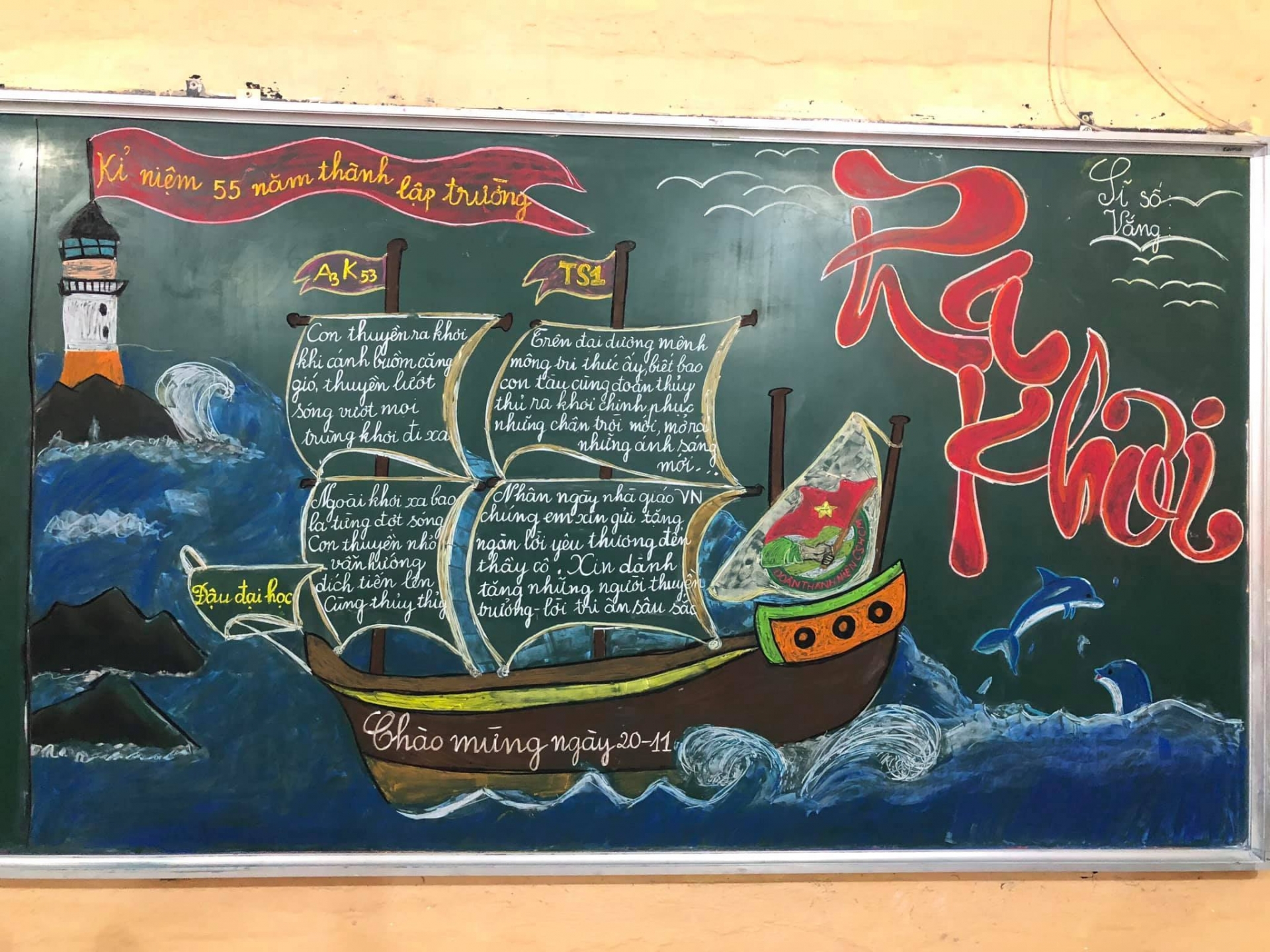 Xuýt xoa với loạt báo tường mừng 20/11 vẽ bằng phấn của học sinh Thanh Hóa - Ảnh 4