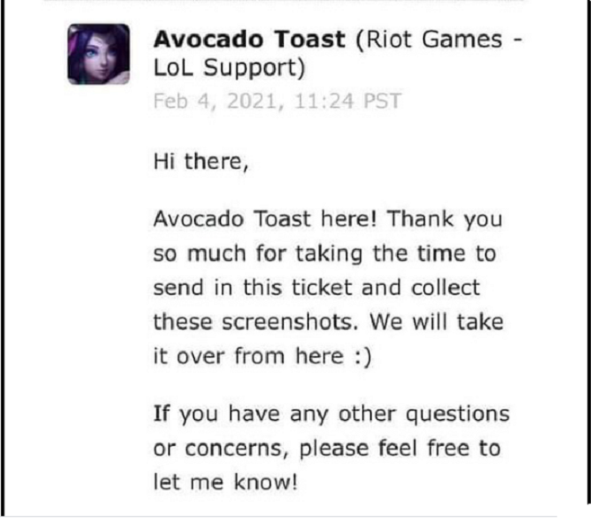 Nội dung được cho là phía Riot Games đã có phản hồi trước sự việc.