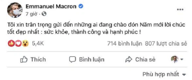 Tổng thống Pháp nhận 'bão like' với thông điệp chúc Tết ý nghĩa bằng Tiếng Việt - Ảnh 1