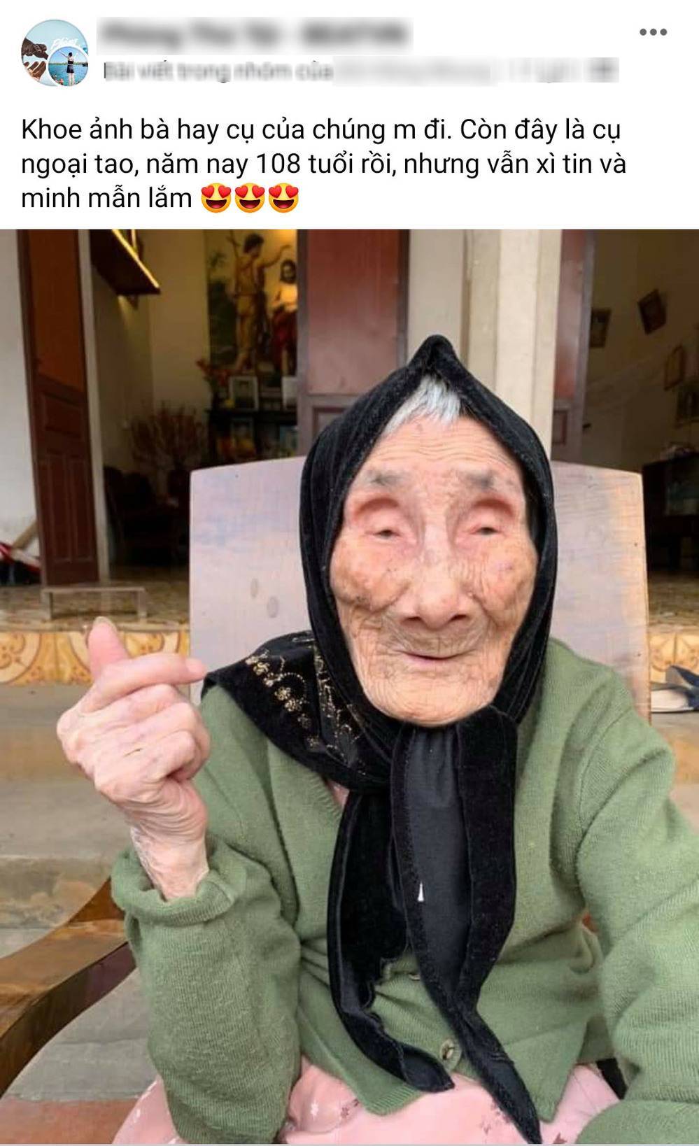 Hà Nam: Cụ bà 108 tuổi xem thời sự bằng iPad, tạo dáng 'thả tim' chụp ảnh - Ảnh 1
