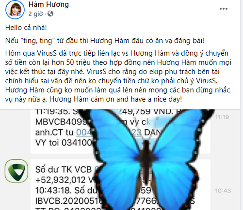 'Thánh comment dạo' Hàm Hương thông báo ViruSs đã chuyển nốt tiền còn nợ - Ảnh 1
