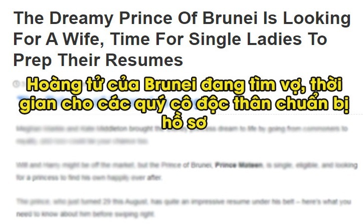 Hội chị em xôn xao với thông tin Hoàng tử Brunei tuyển vợ để 'san sẻ sự giàu có' - Ảnh 1
