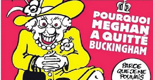Tạp chí biếm họa Pháp gây phẫn nộ với hình vẽ Nữ hoàng Anh 'kẹp cổ' Meghan