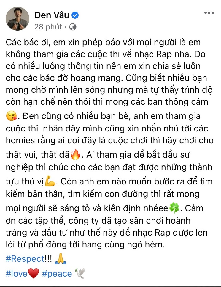 Bị gọi tên ghế nóng Rap Việt mùa 2, Đen Vâu chính thức đưa ra câu trả lời - Ảnh 3