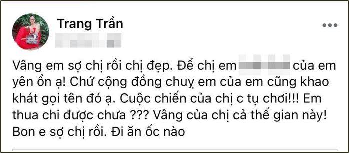 Trang Trần lên tiếng 'xin đầu hàng' vợ ông Dũng 'lò vôi' sau khi bị dọa đánh - Ảnh 4