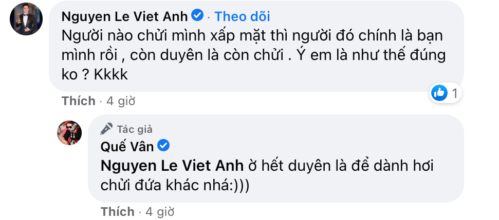 Hậu tố bạn trai bạc bẽo, Quế Vân nói đạo lý về duyên nợ, bất ngờ nhất là dòng bình luận của Việt Anh - Ảnh 3