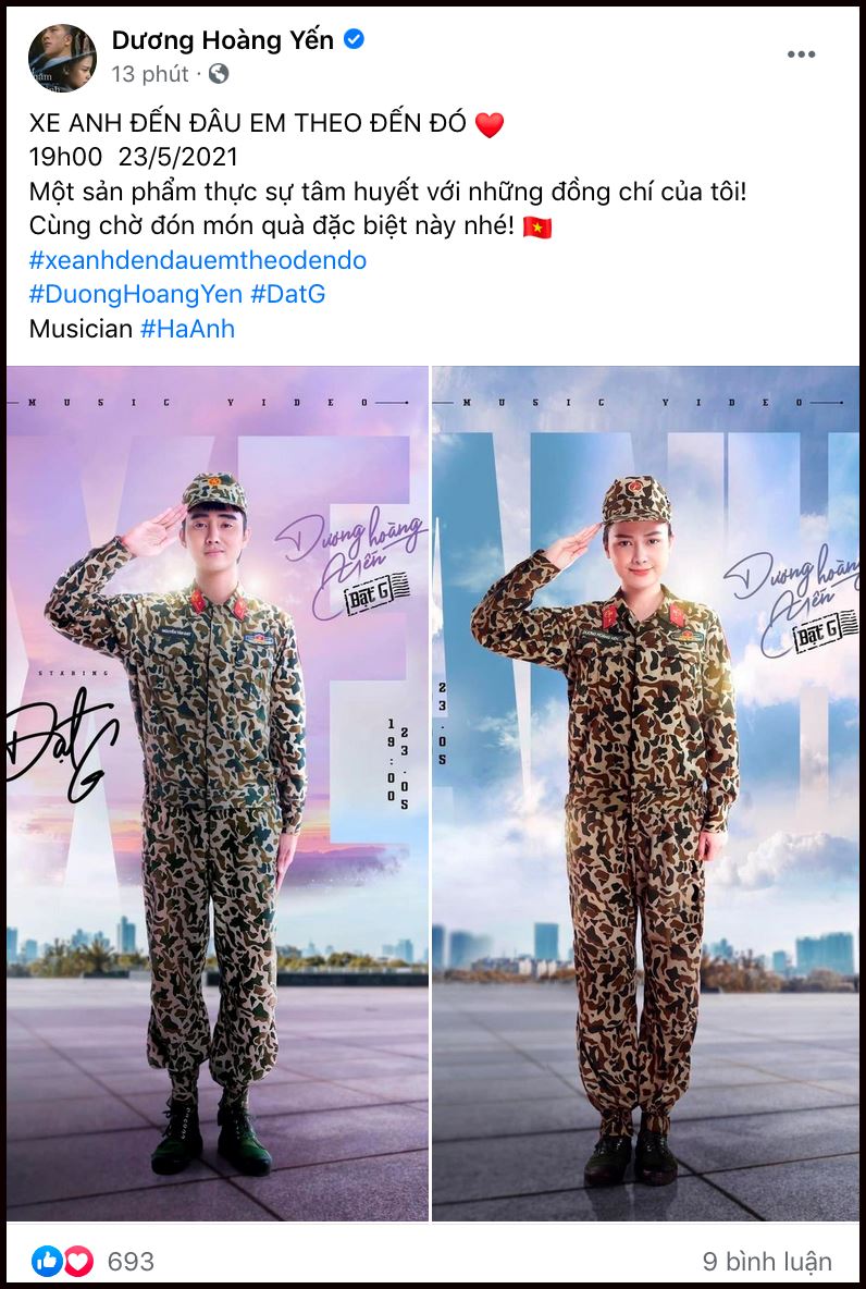 Dương Hoàng Yến tung poster MV kết hợp cùng Đạt G theo concept 'Sao nhập ngũ''  - Ảnh 1