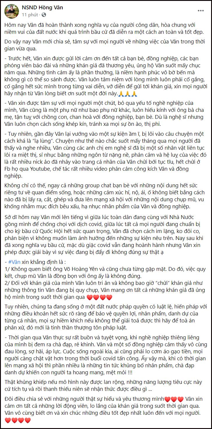 NSND Hồng Vân viết tâm thư dài nói rõ nổi sợ hãi, áp lực vì loạt ồn ào vừa qua - Ảnh 3