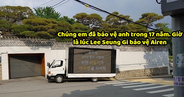 Fan Lee Seung Gi thuê hẳn xe tải chạy quanh nhà có dòng chữ phản đối thần tượng hẹn hò với Lee Da In
