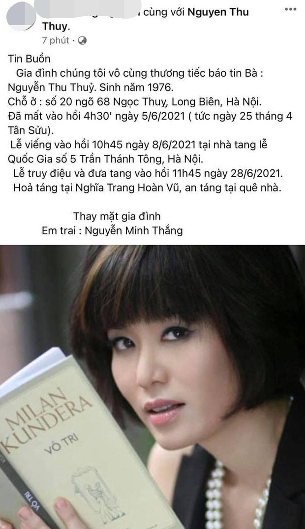 Hoa hậu Việt Nam Thu Thuỷ đột ngột qua đời ở tuổi 45 - Ảnh 1