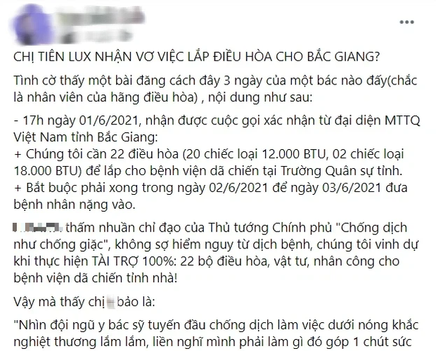 Thực hư chuyện Thuỷ Tiên bị tố 'nhận vơ' lắp đặt 22 máy lạnh tại Bắc Giang - Ảnh 2