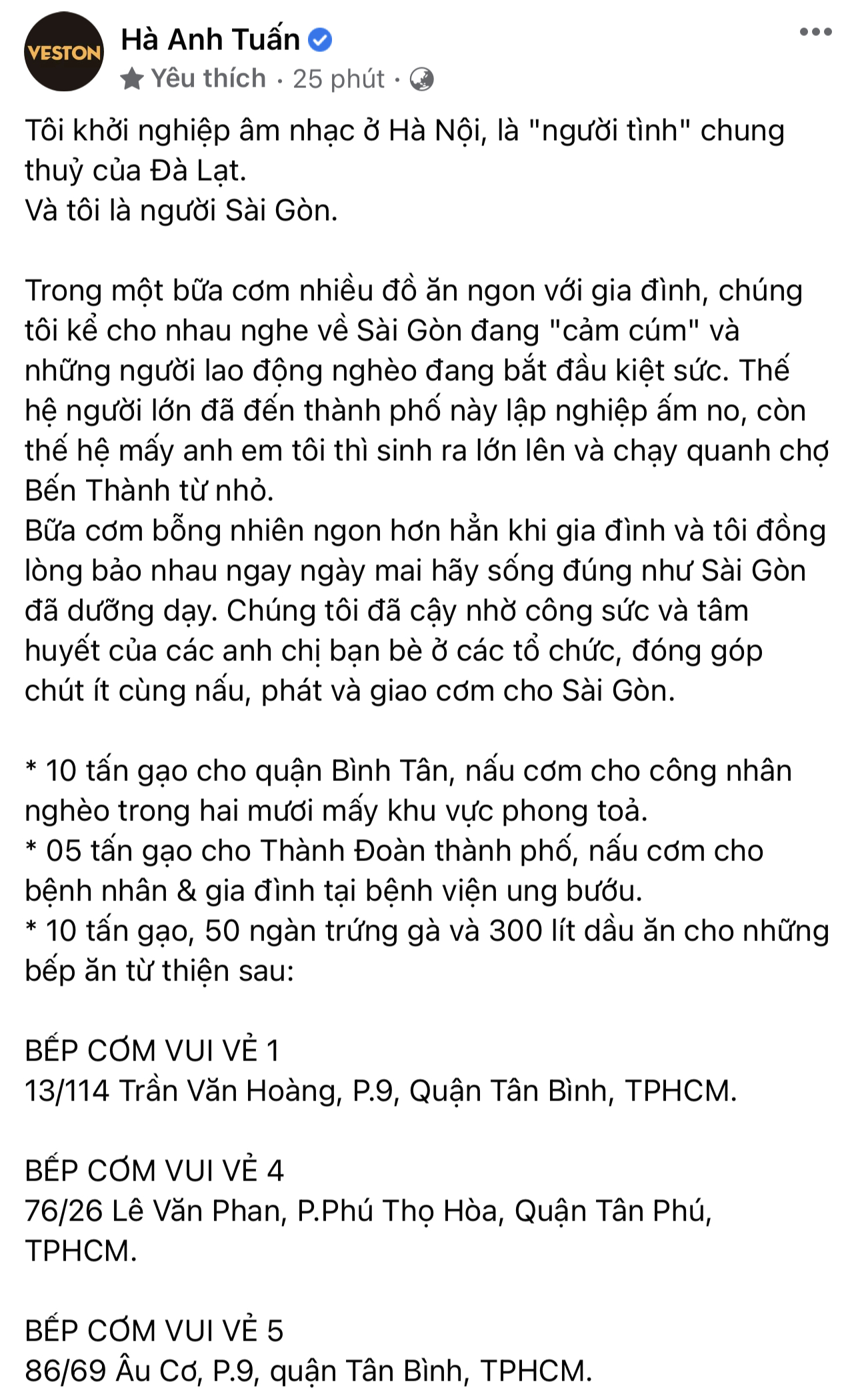 Hà Anh Tuấn lại ghi điểm khi quyên góp 25 tấn gạo để 'cả Sài Gòn sẽ cùng nhau nấu cơm' - Ảnh 3