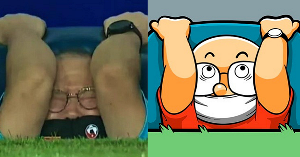 Biểu cảm tiếc nuối của HLV Park Hang Seo được vẽ thành sticker