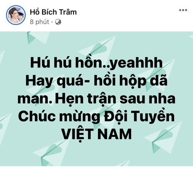 Hồ Bích Trâm hồi hộp từng phút giây và khen ngợi hết lời đội tuyển Việt Nam.