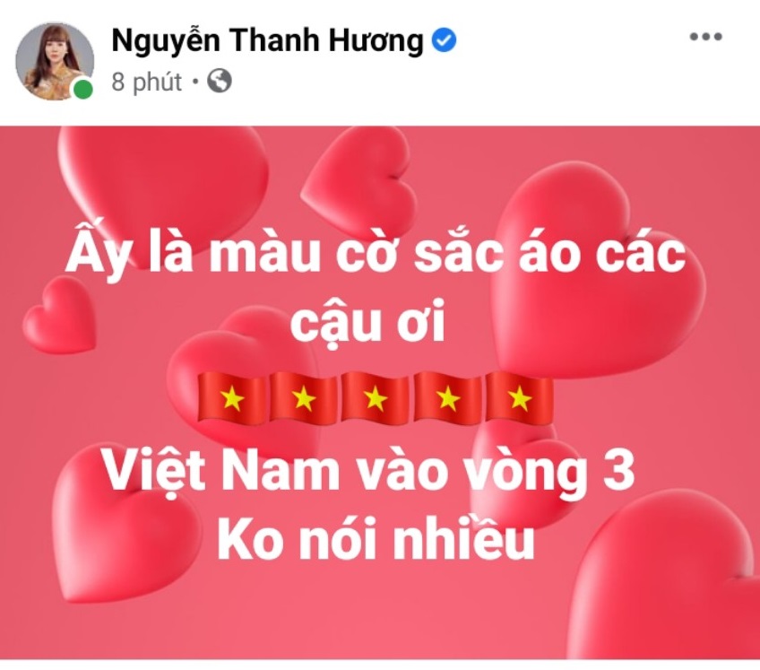 Diễn viên Thanh Hương tự hào vì màu cờ sắc áo Việt Nam.