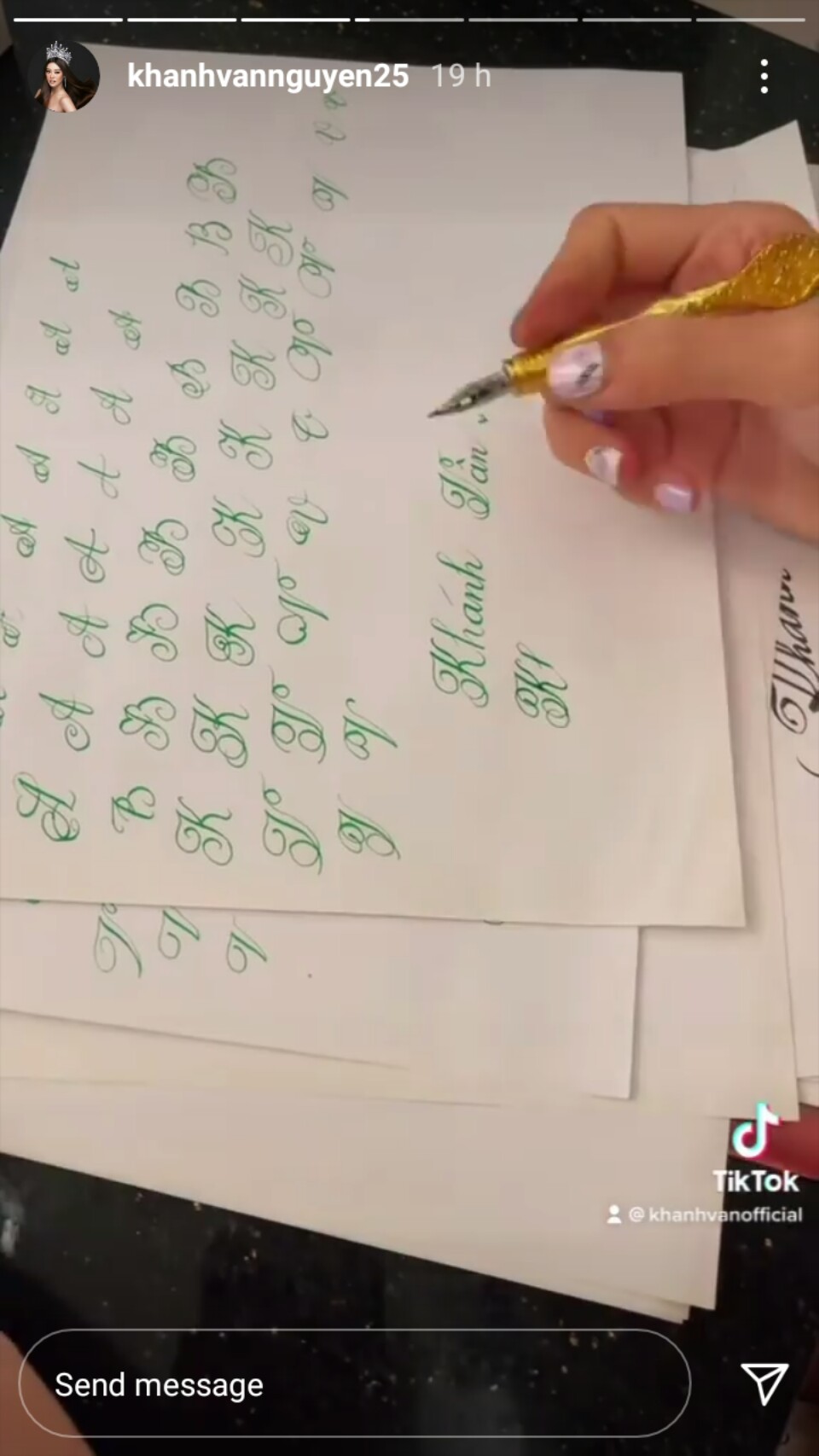 Clip Hoa hậu Khánh vân khoe chữ viết tay đẹp như in hút chục ngàn like - Ảnh 4