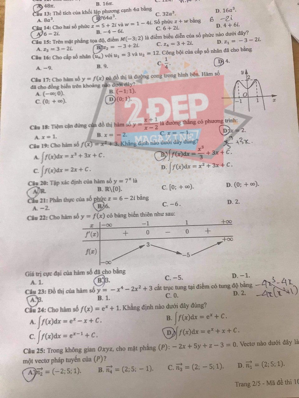 Đề thi môn Toán mã đề 108 THPT Quốc gia lần 1 năm 2021 - Ảnh 2
