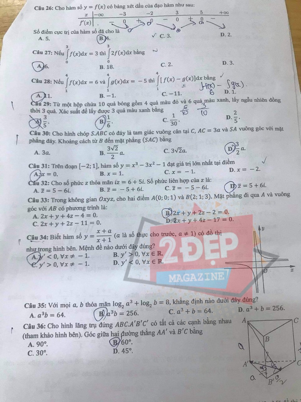 Đề thi môn Toán mã đề 108 THPT Quốc gia lần 1 năm 2021 - Ảnh 3