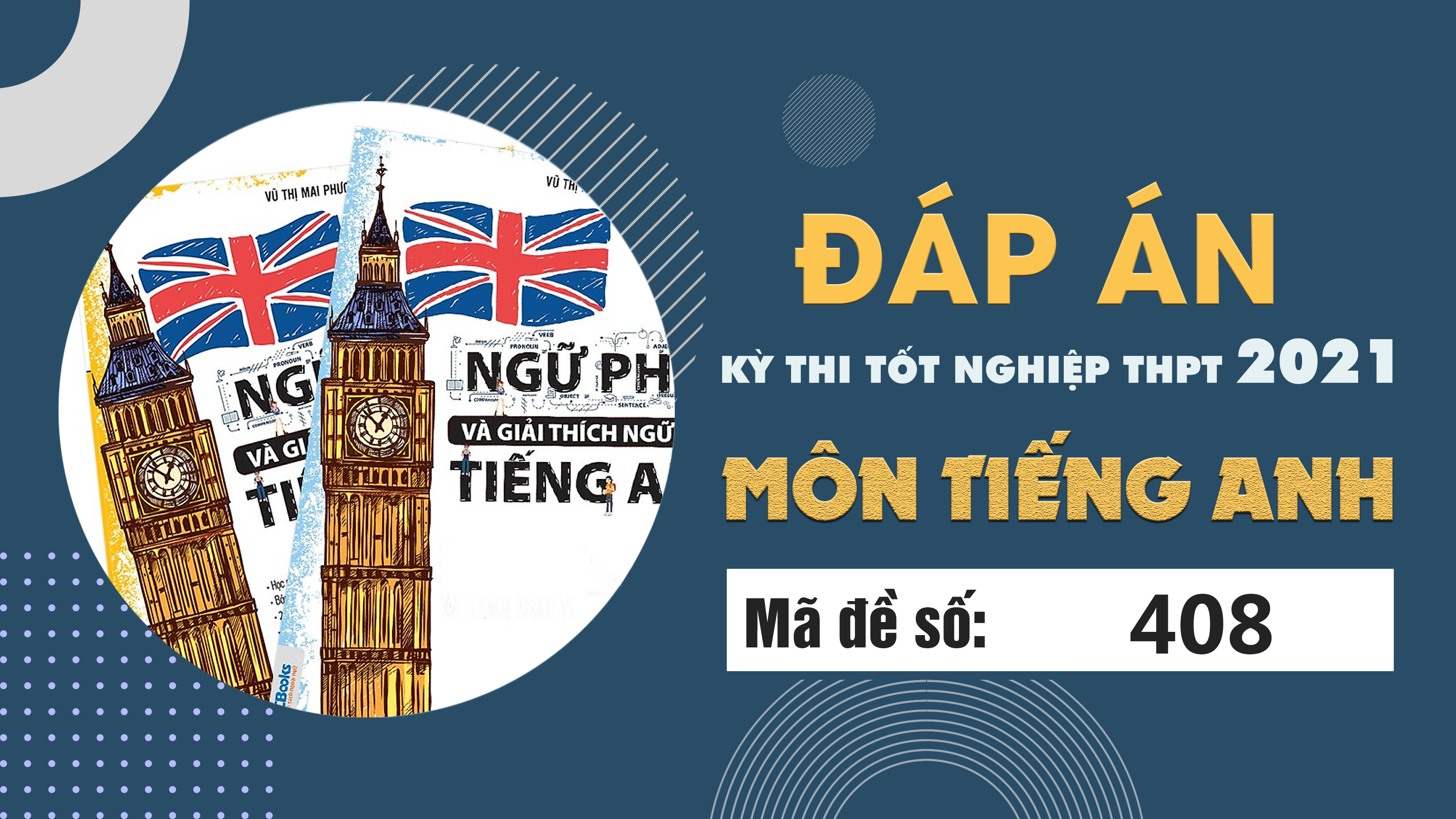 Đáp án đề thi môn Tiếng Anh mã đề 408 THPT Quốc gia lần 1 năm 2021 