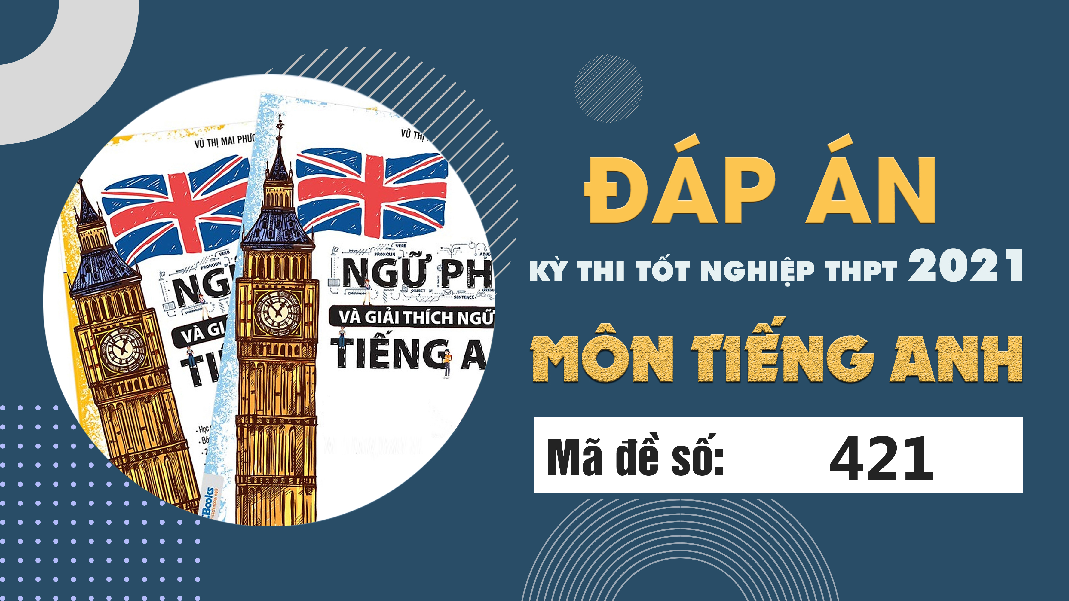 Đáp án đề thi môn Tiếng Anh mã đề 421 THPT Quốc gia lần 1 năm 2021 