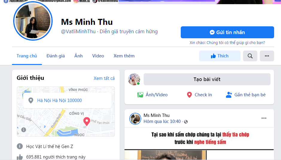 Hiện tại đã đổi thành 'Ms Minh Thu'.