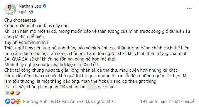 Giữa bão drama của Jack, Nathan Lee mắng: 'Idol nào fan đó', trách sao Việt 'kiệm lời xin lỗi' - Ảnh 2