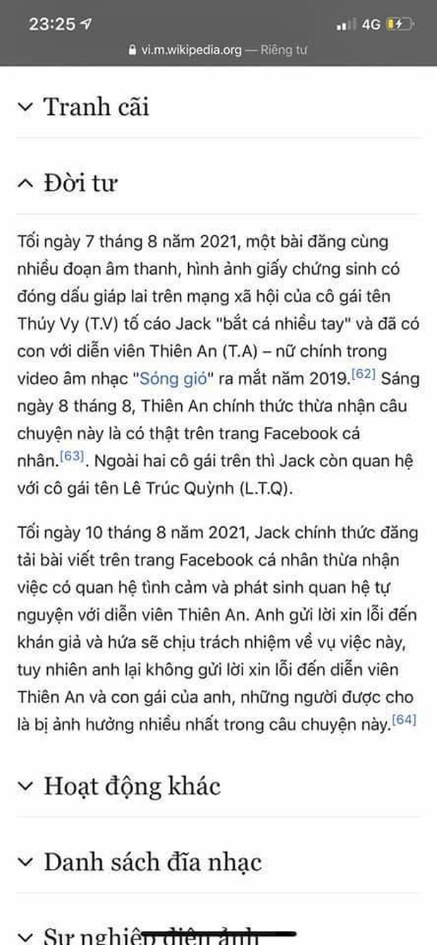Jack lại bị đổi thông tin trên Wikipedia, lần này liên quan đến mẹ con Thiên An - Ảnh 2