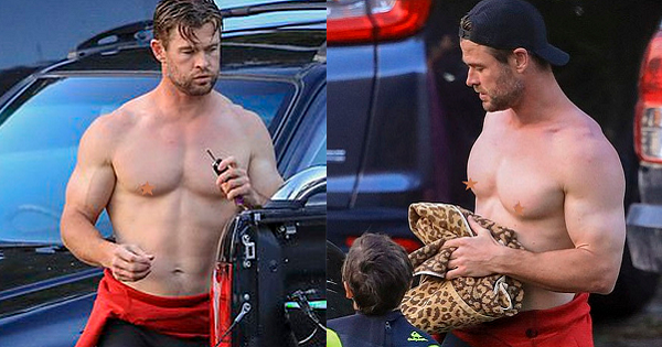 Đưa con đi biển, 'thần Thor' Chris Hemsworth chiếm sóng với body như tượng tạc