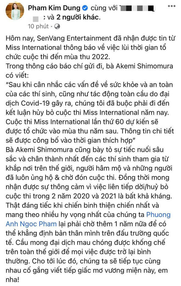 Á hậu Phương Anh buồn khi mất cơ hội thi Miss International 2021 - Ảnh 1