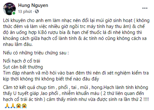 HLV Rap Việt mùa 2 nhập viện, viết tâm thư khuyên đồng nghiệp từ bỏ thói xấu này - Ảnh 1