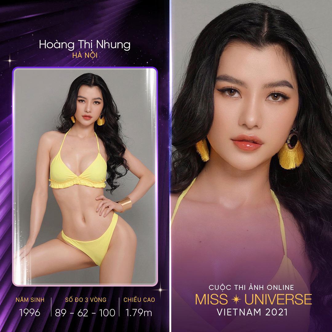 Nhan sắc ấn tượng cuốn hút của Hoàng Thị Nhung tại vòng thi ảnh cuộc thi Hoa hậu Hoàn vũ Việt Nam.