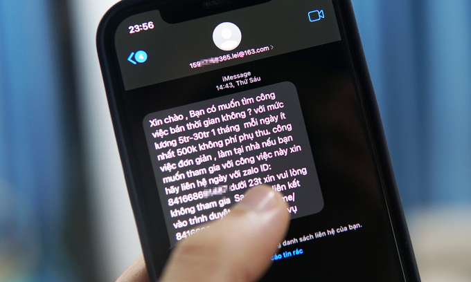 Cảnh báo chiêu lừa tiền núp bóng nhà tuyển dụng nhắn tin trên iPhone - Ảnh 1