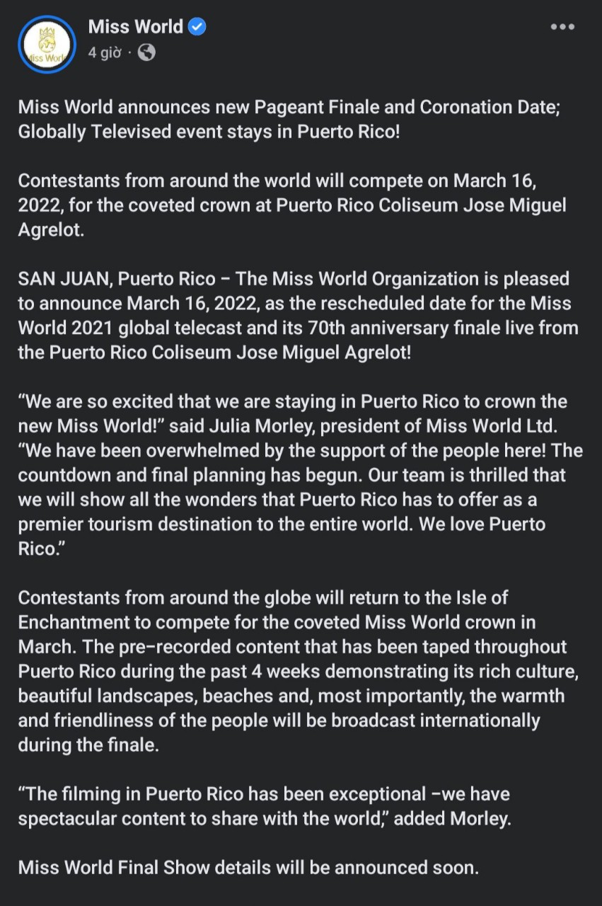 Miss World 2021 chính thức công bố lịch Chung kết cuối cùng, Đỗ Thị Hà được nghỉ dài - Ảnh 2