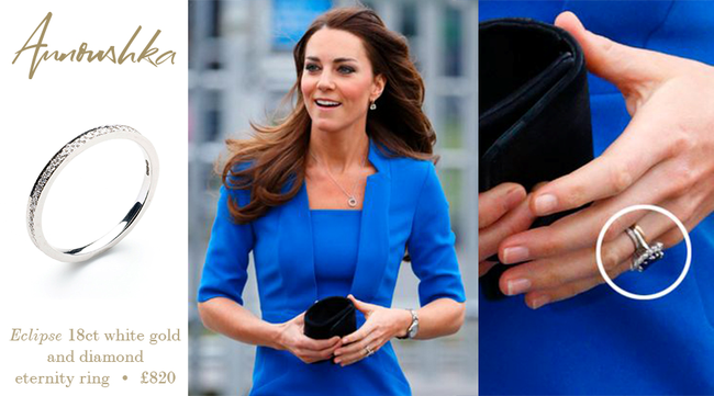 Sau khi hạ sinh con trai đầu lòng - George vài năm 2013, Kate được William tặng chiếc nhẫn vĩnh cửu bằng kim cương của Anoushka.