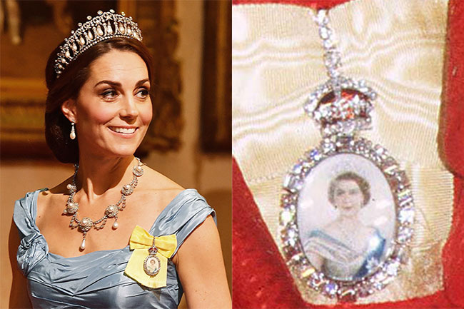 Tháng 10/2018, Nữ hoàng Anh tặng cho Kate chiếc trâm cài áo Royal Family Order để tri ân những đóng góp của cháu dâu.
