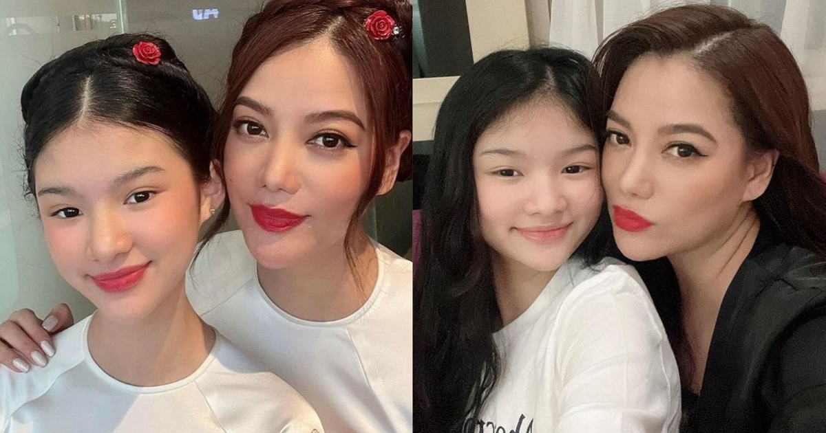 Mẹ con Trương Ngọc Ánh mặc áo dài đón Tết, nhan sắc con gái 13 tuổi lại chiếm sóng