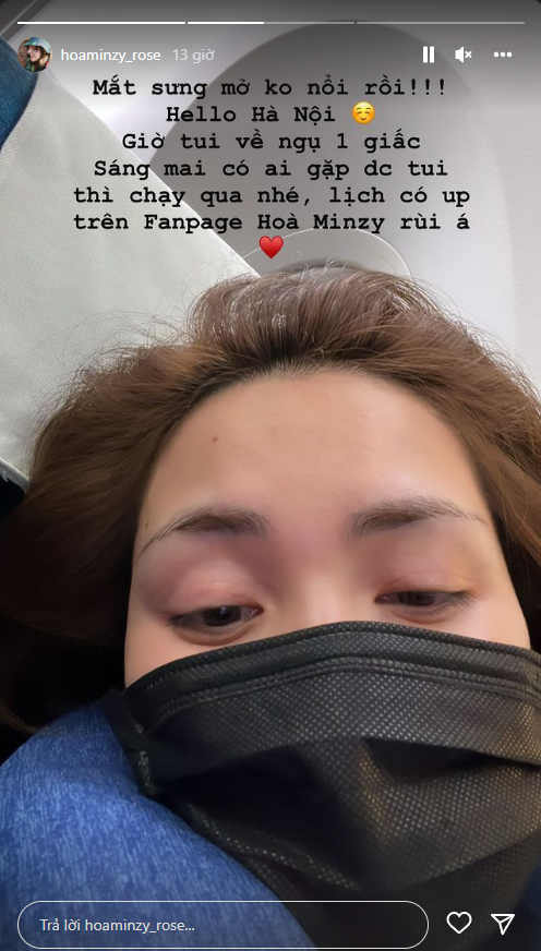 Hòa Minzy tất bật chạy show, thiếu ngủ tới nỗi mắt sưng húp - Ảnh 2